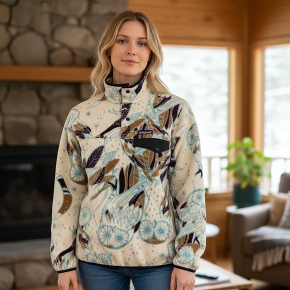 PATAGONIA SYNCHILLA Sweater Pullover Unisex Size M Snaps Closure Long Sleeves - Picture 2 of 15